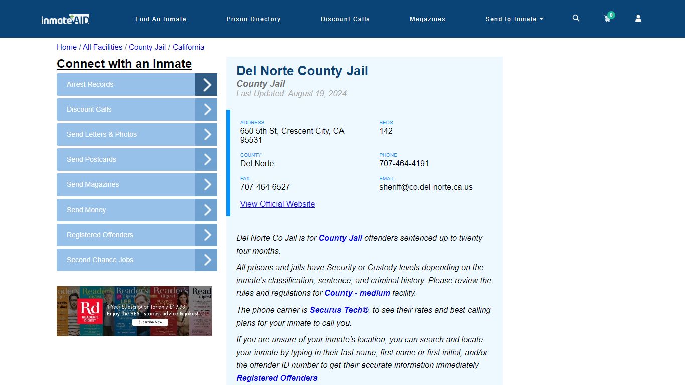 Del Norte County Jail - Inmate Locator